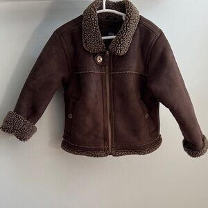 GAP Brown Sherpa-Lined Kids Puffer Jacket